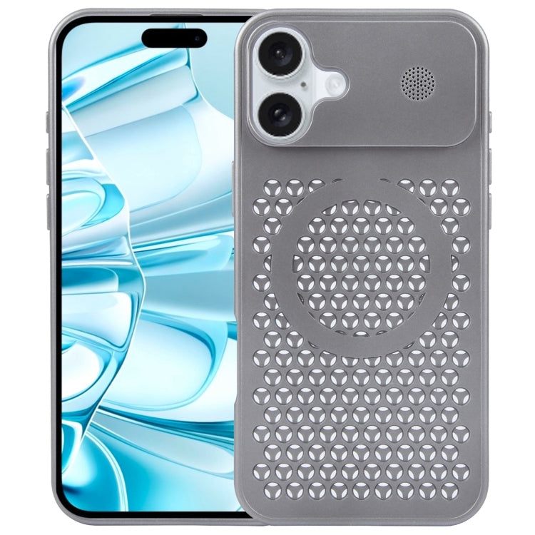 For iPhone 16 Pure Color Honeycomb Aromatherapy MagSafe Phone Case(Grey) - iPhone 16 Cases by buy2fix | Online Shopping UK | buy2fix