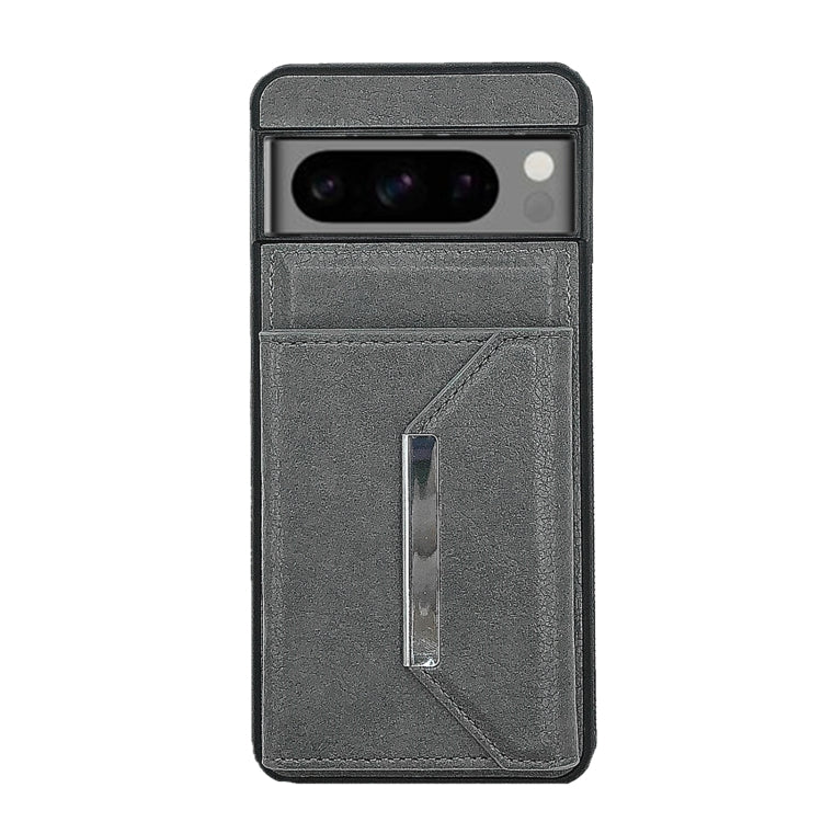 For Google Pixel 9 Pro XL Solid Color Metal Buckle Card Slots Bag Phone Case(Grey) - Google Cases by buy2fix | Online Shopping UK | buy2fix