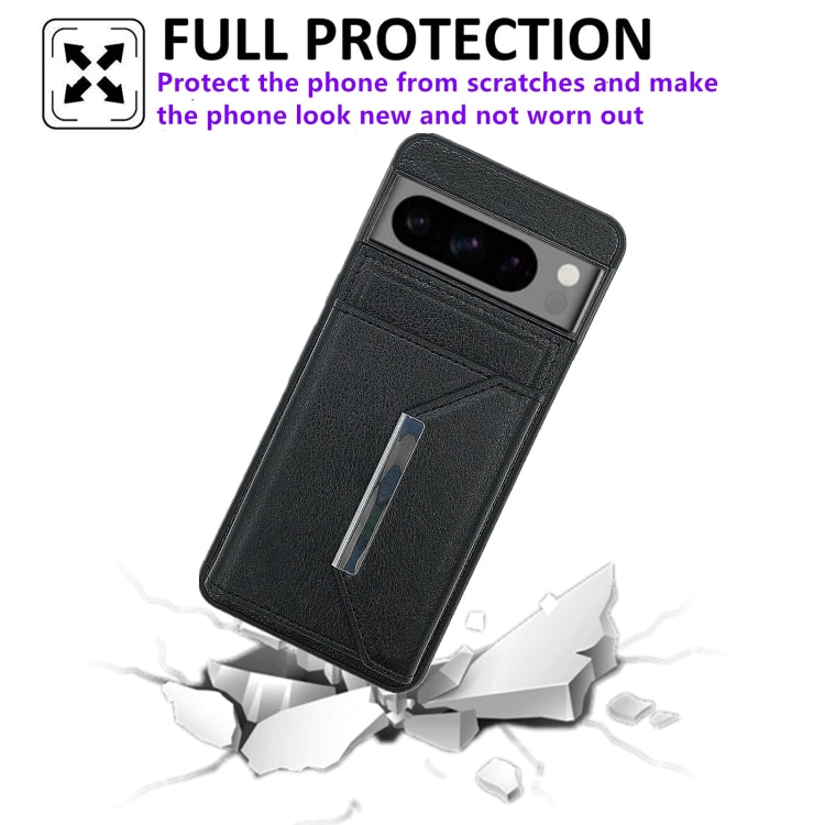 For Google Pixel 9 Pro XL Solid Color Metal Buckle Card Slots Bag Phone Case(Black) - Google Cases by buy2fix | Online Shopping UK | buy2fix