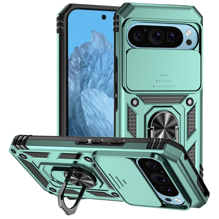 For Google Pixel 9 Sliding Camshield Holder Phone Case(Green) - Google Cases by buy2fix | Online Shopping UK | buy2fix