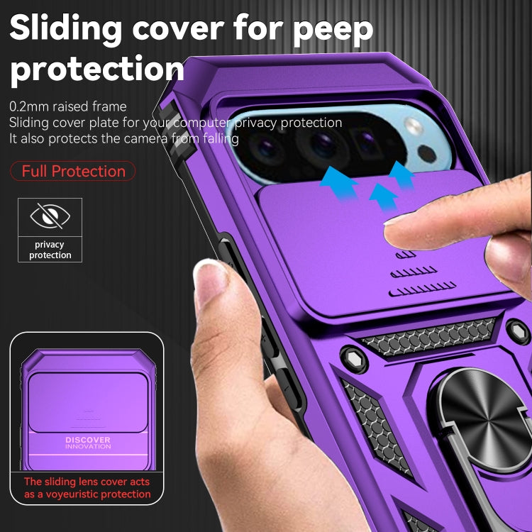 For Google Pixel 9 Sliding Camshield Holder Phone Case(Purple) - Google Cases by buy2fix | Online Shopping UK | buy2fix