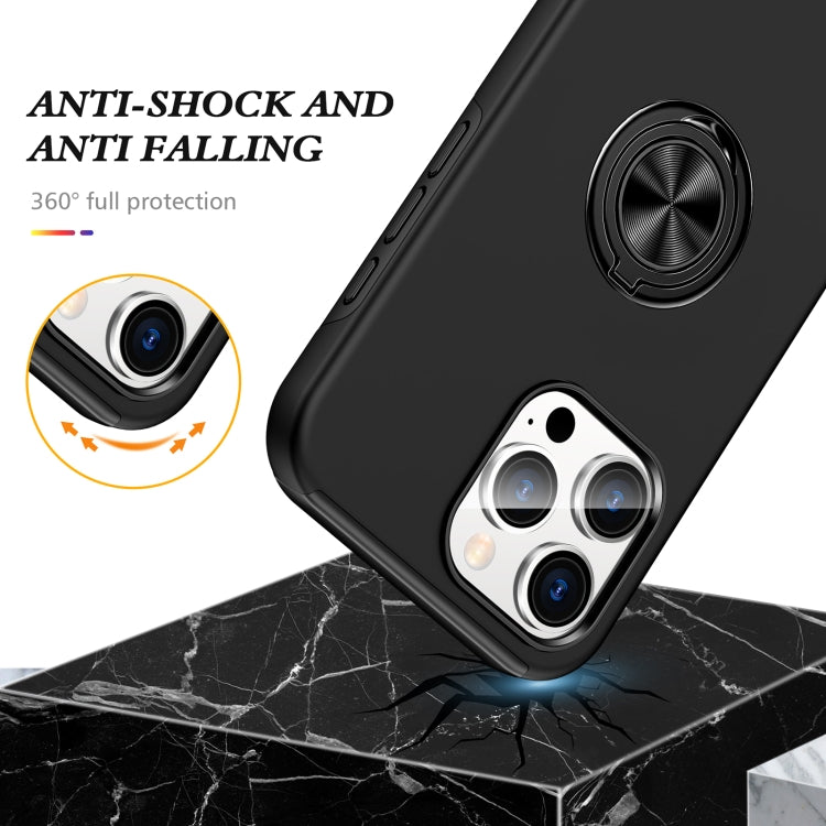 For iPhone 16 Plus Magnetic Ring Holder Phone Case(Black) - iPhone 16 Plus Cases by buy2fix | Online Shopping UK | buy2fix