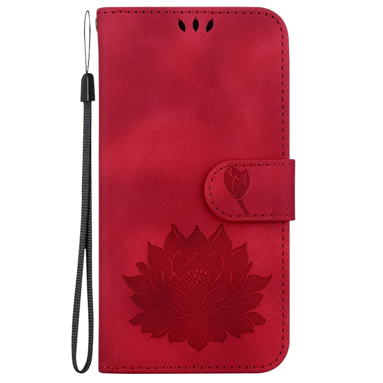 For Motorola Moto G Play 4G 2024 Lotus Embossed Leather Phone Case(Red) - Motorola Cases by buy2fix | Online Shopping UK | buy2fix