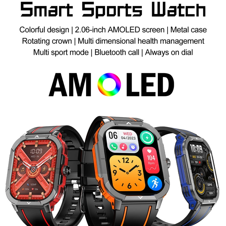 LEMFO HK56 2.06 inch BT5.3 IP68 Sport Smart Watch, Support Bluetooth Call / Message Notification / Heart Rate / Blood Pressure Health Monitor(Red) - Smart Watches by LEMFO | Online Shopping UK | buy2fix