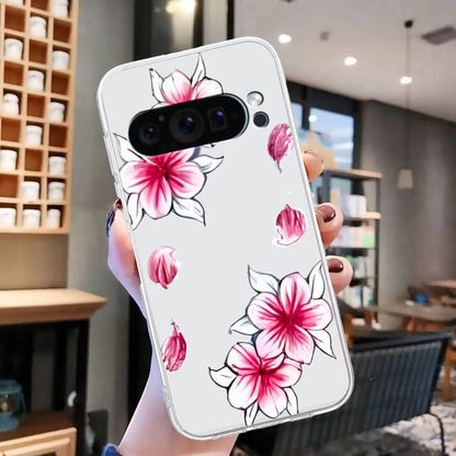 For Google Pixel 9 Colored Drawing Pattern Transparent TPU Phone Case(Sakura) - Google Cases by buy2fix | Online Shopping UK | buy2fix