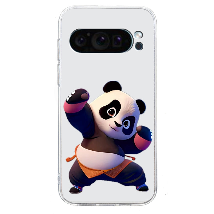 For Google Pixel 9 Colored Drawing Pattern Transparent TPU Phone Case(Panda) - Google Cases by buy2fix | Online Shopping UK | buy2fix