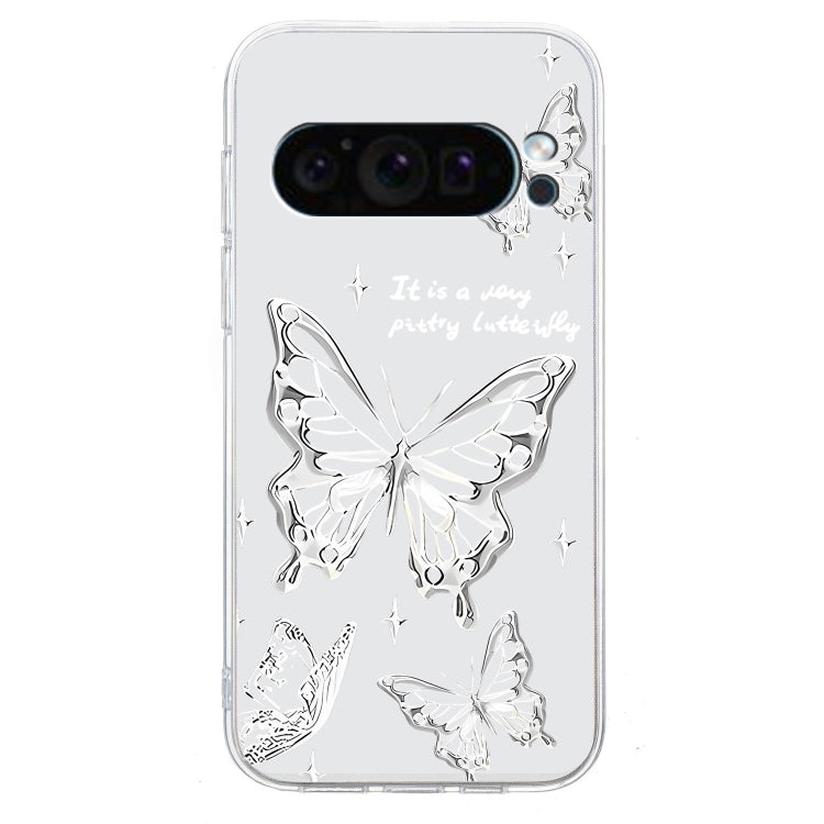 For Google Pixel 9 Colored Drawing Pattern Transparent TPU Phone Case(Butterflies) - Google Cases by buy2fix | Online Shopping UK | buy2fix