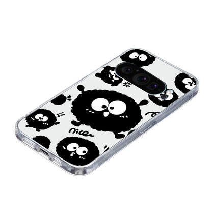 For Google Pixel 9 Pro Colored Drawing Pattern Transparent TPU Phone Case(Black Eye) - Google Cases by buy2fix | Online Shopping UK | buy2fix