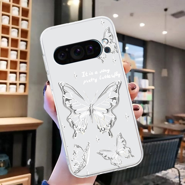 For Google Pixel 9 Pro Colored Drawing Pattern Transparent TPU Phone Case(Butterflies) - Google Cases by buy2fix | Online Shopping UK | buy2fix