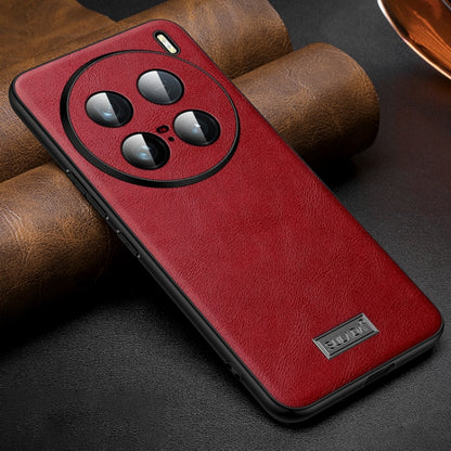 For vivo X100 Ultra SULADA Shockproof TPU + Handmade Leather Phone Case(Red) - vivo Cases by SULADA | Online Shopping UK | buy2fix