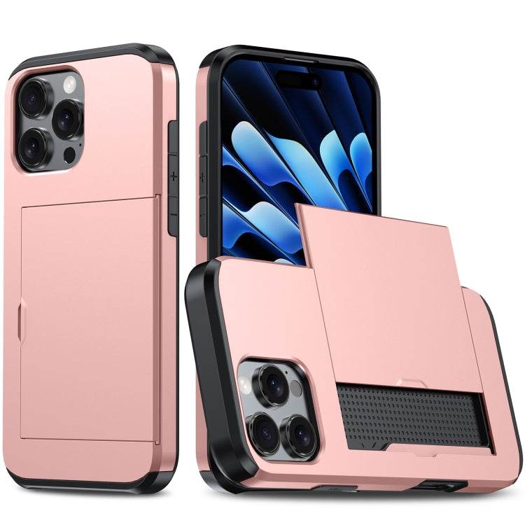 For iPhone 16 Pro Max Shockproof Armor Phone Case with Card Slot(Rose Gold) - iPhone 16 Pro Max Cases by buy2fix | Online Shopping UK | buy2fix