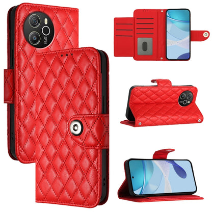 For Blackview Shark 8 Rhombic Texture Flip Leather Phone Case with Lanyard(Red) - More Brand by buy2fix | Online Shopping UK | buy2fix