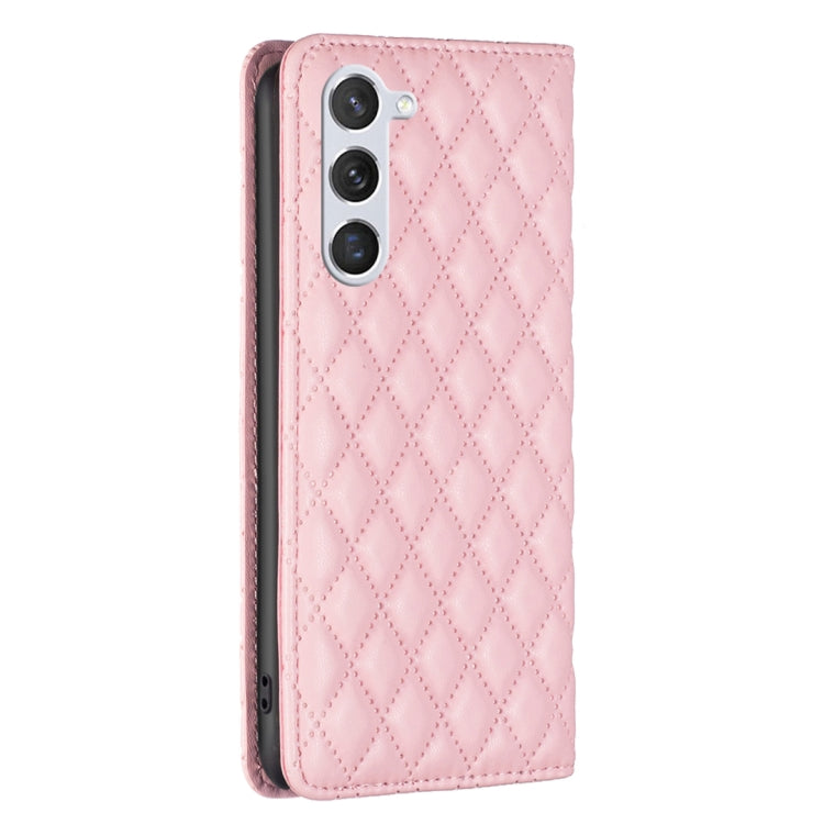 For Samsung Galaxy S25 5G Diamond Lattice Magnetic Leather Flip Phone Case(Pink) - Galaxy S25 5G Cases by buy2fix | Online Shopping UK | buy2fix