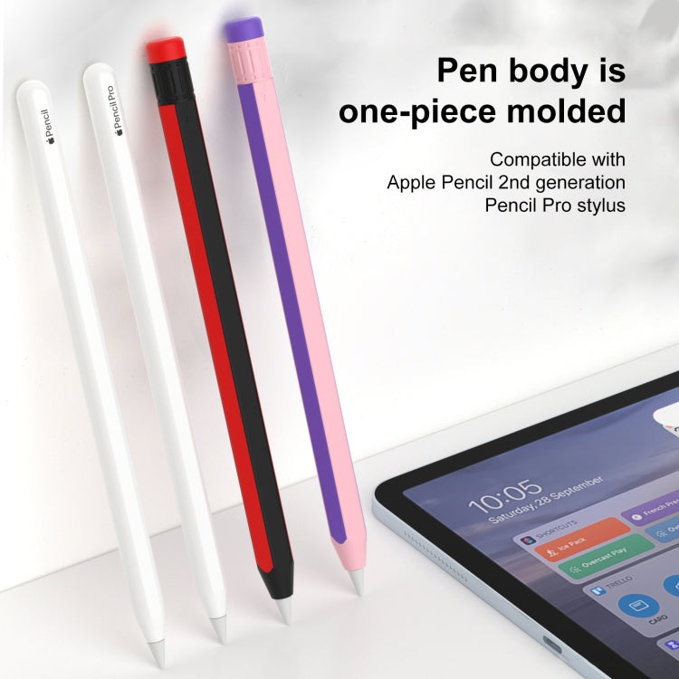 For Apple Pencil 2 / Pencil Pro Colorful Pencil Style Stylus Silicone Protective Case(Pink Purple) - Pencil Accessories by buy2fix | Online Shopping UK | buy2fix