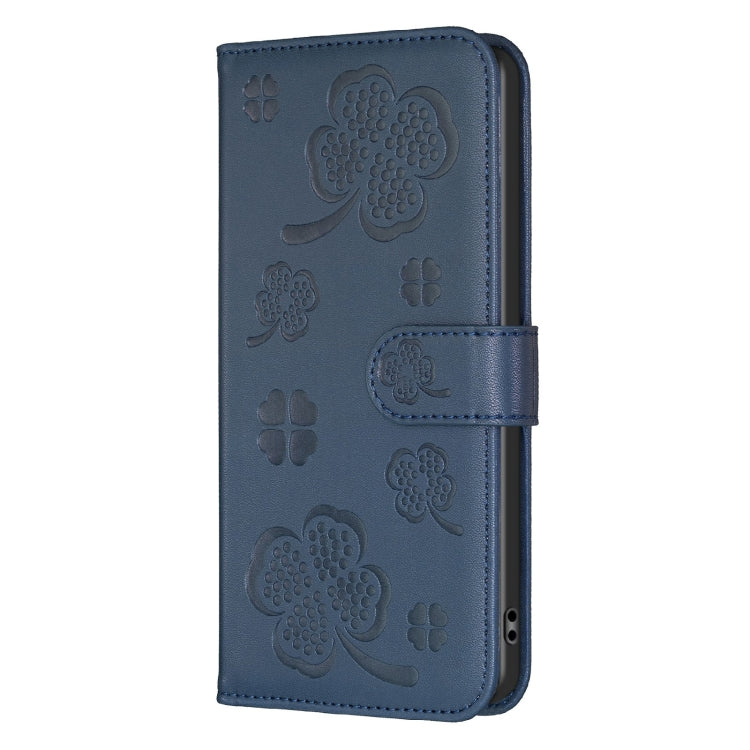 For Samsung Galaxy S25 Ultra 5G Four-leaf Embossed Leather Phone Case(Blue) - Galaxy S25 Ultra 5G Cases by buy2fix | Online Shopping UK | buy2fix