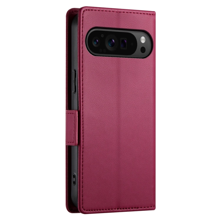 For Google Pixel 9 Pro Side Buckle Magnetic Frosted Leather Phone Case(Wine Red) - Google Cases by buy2fix | Online Shopping UK | buy2fix