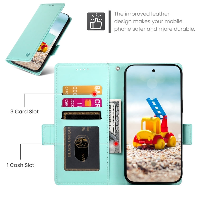 For Google Pixel 9 Pro Side Buckle Magnetic Frosted Leather Phone Case(Mint Green) - Google Cases by buy2fix | Online Shopping UK | buy2fix