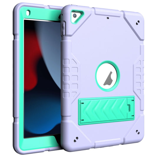 For iPad 10.2 2021 / 2020 / 2019 Armor Holder Silicone Hybrid PC Tablet Case(Purple Mint Green) - iPad 10.2 Cases by buy2fix | Online Shopping UK | buy2fix