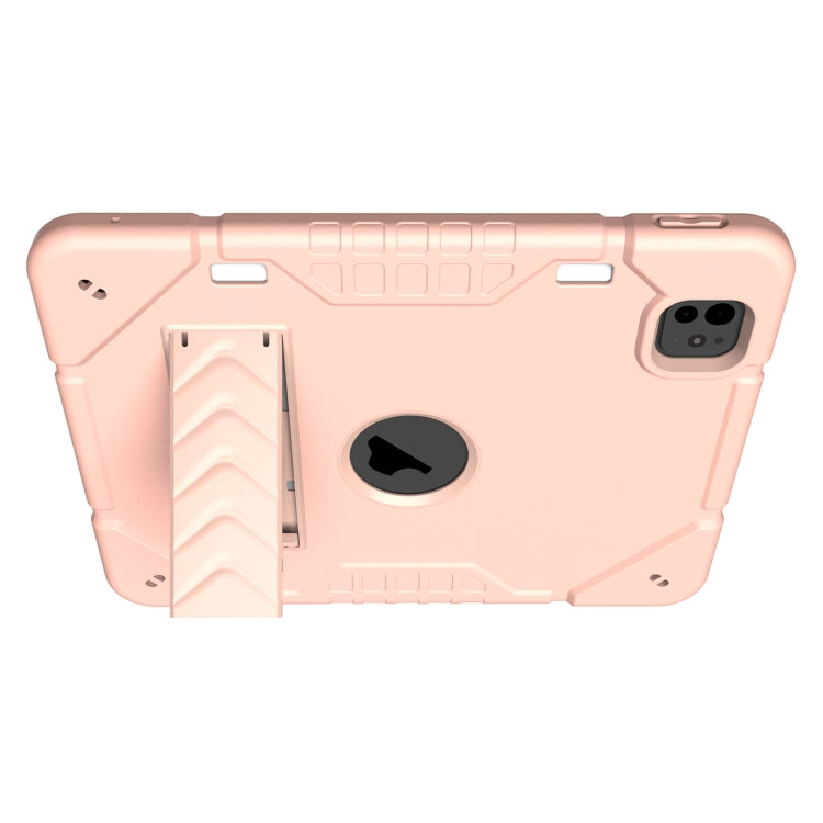 For iPad Pro 11 2024 Armor Holder Silicone Hybrid PC Tablet Case(Rose Gold) - iPad Pro 11 2024 Cases by buy2fix | Online Shopping UK | buy2fix