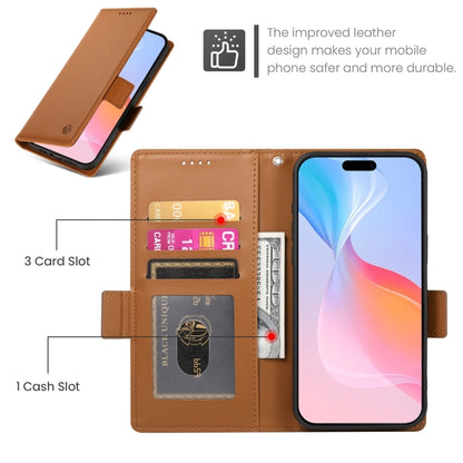 For iPhone 16 Pro Side Buckle Magnetic Frosted Leather Phone Case(Brown) - iPhone 16 Pro Cases by buy2fix | Online Shopping UK | buy2fix