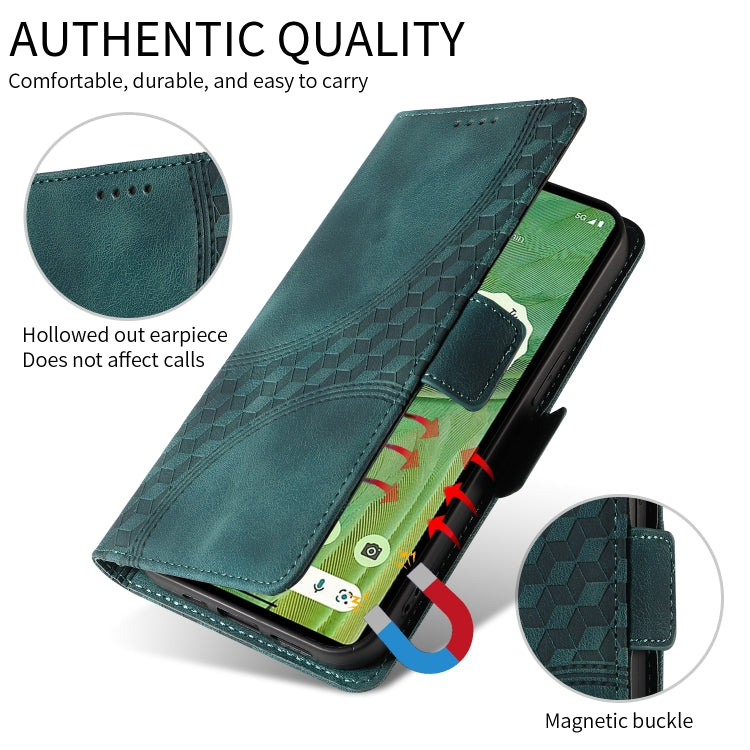 For Google Pixel 9 Pro XL Embossed Rhombus Starry Leather Phone Case(Green) - Google Cases by buy2fix | Online Shopping UK | buy2fix