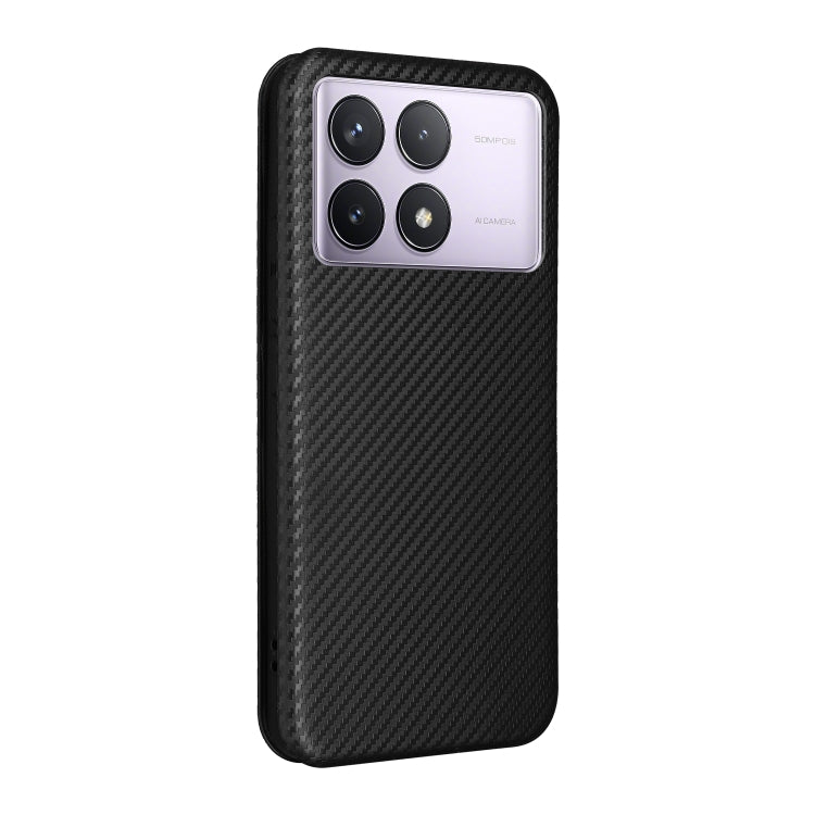 For Redmi K70 Carbon Fiber Texture Flip Leather Phone Case(Black) - K70 Cases by buy2fix | Online Shopping UK | buy2fix