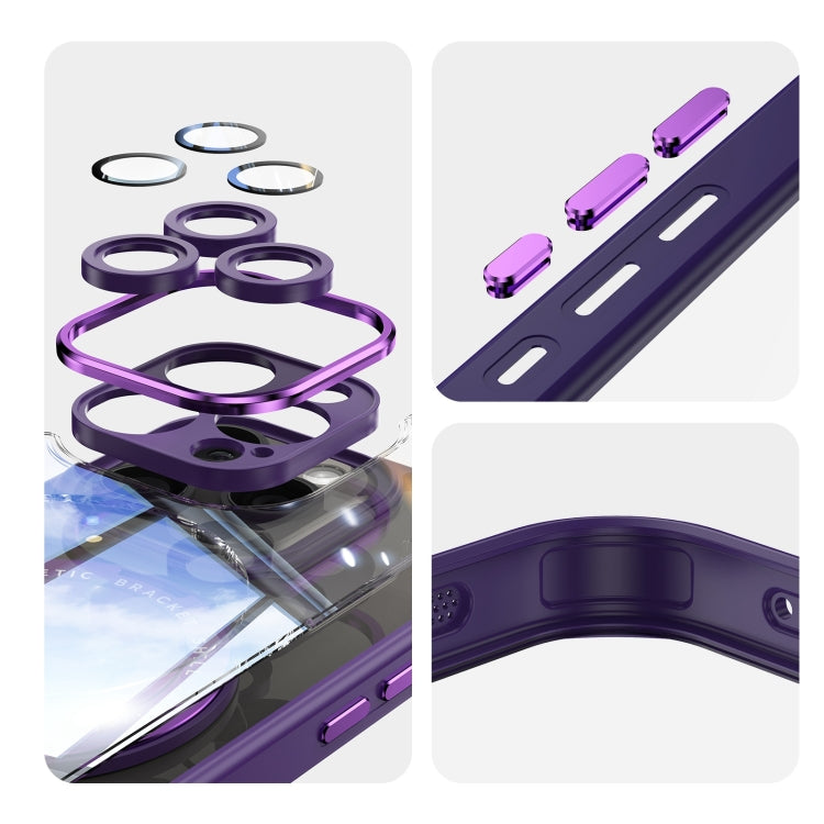 For iPhone 12 Pro 360 Holder Magsafe Acrylic Hybrid TPU Phone Case(Purple) - iPhone 12 / 12 Pro Cases by buy2fix | Online Shopping UK | buy2fix