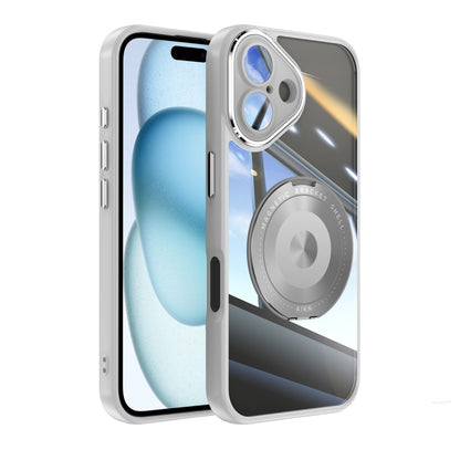 For iPhone 16 Plus 360 Holder Magsafe Acrylic Hybrid TPU Phone Case(Grey) - iPhone 16 Plus Cases by buy2fix | Online Shopping UK | buy2fix