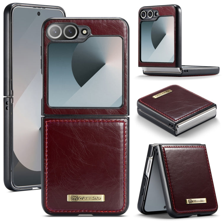 For Samsung Galaxy Z Flip6 5G CaseMe 003 Crazy Horse Texture Flip Leather Phone Case(Wine Red) - Galaxy Z Flip6 5G Cases by CaseMe | Online Shopping UK | buy2fix