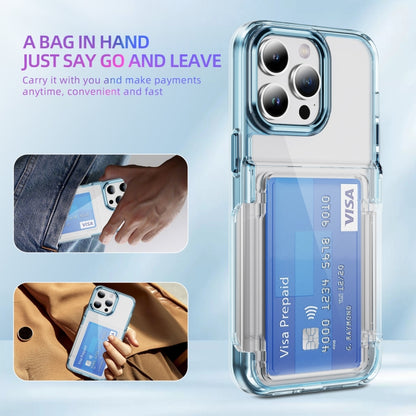 For iPhone 16 Plus Card Holder Acrylic Hybrid TPU Phone Case(Transparent Blue) - iPhone 16 Plus Cases by buy2fix | Online Shopping UK | buy2fix