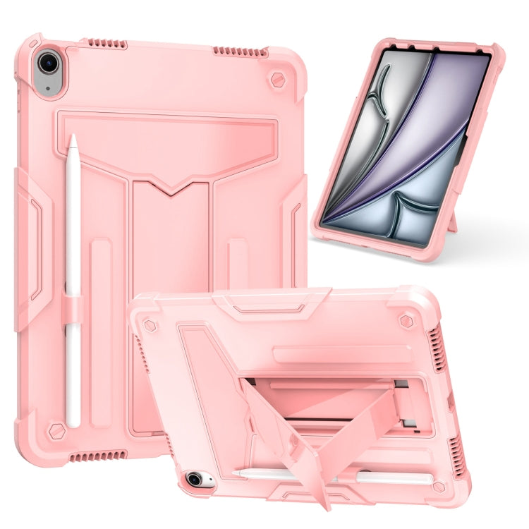 For iPad Air 11 2024 T Holder Robot Silicone Hybrid PC Tablet Case(Rose Gold) - iPad Air 11 2024 Cases by buy2fix | Online Shopping UK | buy2fix