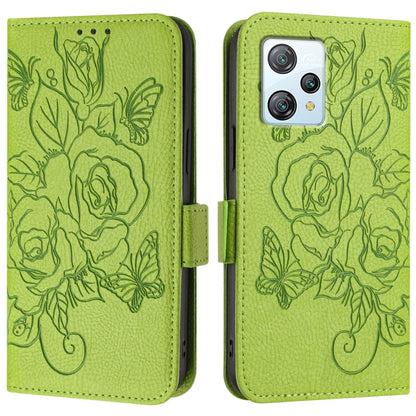 For Blackview A53 Embossed Rose RFID Anti-theft Leather Phone Case(Green) - More Brand by buy2fix | Online Shopping UK | buy2fix