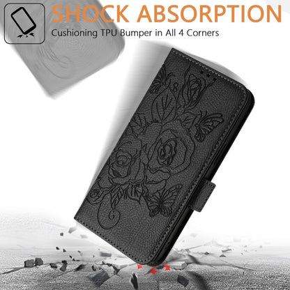 For Blackview Color 8 / Oscal Modern 8 Embossed Rose RFID Anti-theft Leather Phone Case(Black) - More Brand by buy2fix | Online Shopping UK | buy2fix