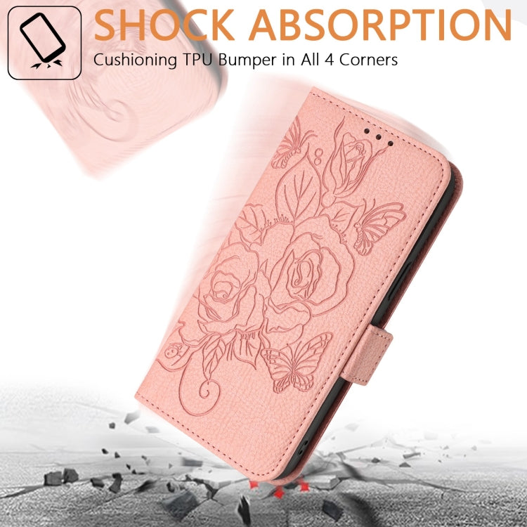 For Blackview WAVE 6C Embossed Rose RFID Anti-theft Leather Phone Case(Pink) - More Brand by buy2fix | Online Shopping UK | buy2fix