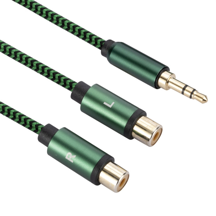 3.5mm Male to 2 RCA Female Audio Cable Amplifier Connector, Length:0.5m(Green) - RCA Cable by buy2fix | Online Shopping UK | buy2fix