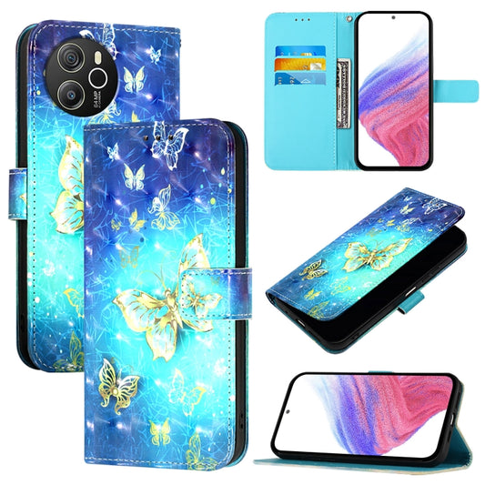 For Blackview Shark 8 3D Painting Horizontal Flip Leather Phone Case(Golden Butterfly) - More Brand by buy2fix | Online Shopping UK | buy2fix