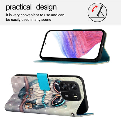 For Blackview Wave 6C 3D Painting Horizontal Flip Leather Phone Case(Grey Owl) - More Brand by buy2fix | Online Shopping UK | buy2fix