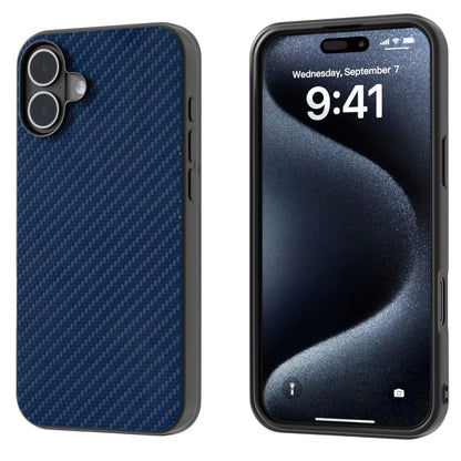 For iPhone 16 Plus Carbon Fiber Texture Protective Phone Case(Dark Blue) - iPhone 16 Plus Cases by buy2fix | Online Shopping UK | buy2fix