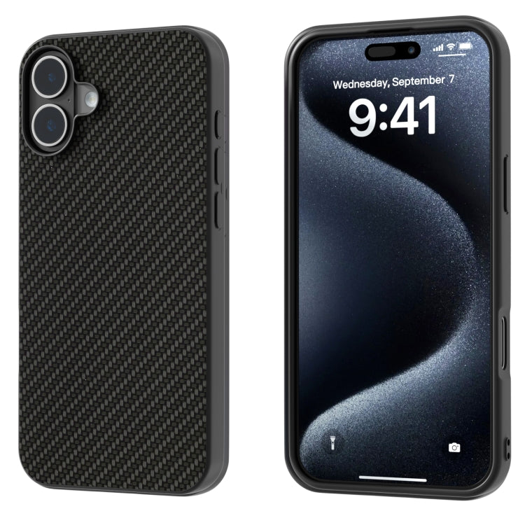 For iPhone 16 Plus Carbon Fiber Texture Protective Phone Case(Black) - iPhone 16 Plus Cases by buy2fix | Online Shopping UK | buy2fix