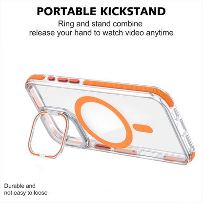 For iPhone 13 Pro Max Dual-Color Clear Acrylic Hybrid TPU Lens Flip Holder MagSafe Phone Case(Orange) - iPhone 13 Pro Max Cases by buy2fix | Online Shopping UK | buy2fix