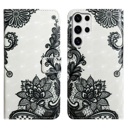 For Samsung Galaxy S25 Ultra 5G Oil Embossed 3D Drawing Leather Phone Case(Lace Flower) - Galaxy S25 Ultra 5G Cases by buy2fix | Online Shopping UK | buy2fix