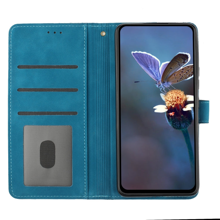 For Samsung Galaxy S25 Ultra 5G Flower Embossing Pattern Leather Phone Case(Blue) - Galaxy S25 Ultra 5G Cases by buy2fix | Online Shopping UK | buy2fix