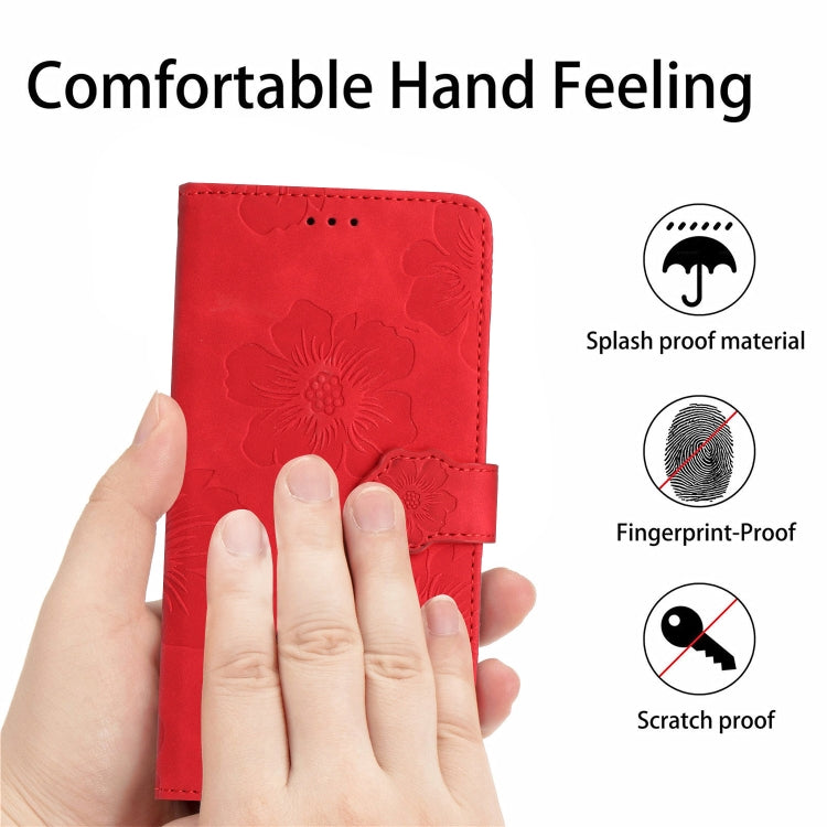 For Samsung Galaxy S25 Ultra 5G Flower Embossing Pattern Leather Phone Case(Red) - Galaxy S25 Ultra 5G Cases by buy2fix | Online Shopping UK | buy2fix