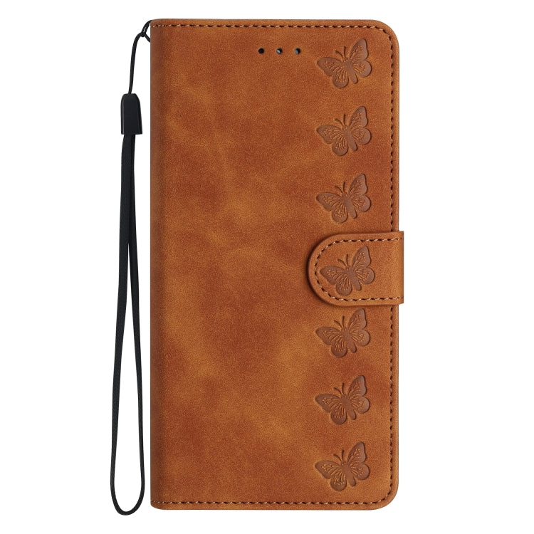 For Samsung Galaxy S25 Ultra 5G Seven Butterflies Embossed Leather Phone Case(Brown) - Galaxy S25 Ultra 5G Cases by buy2fix | Online Shopping UK | buy2fix