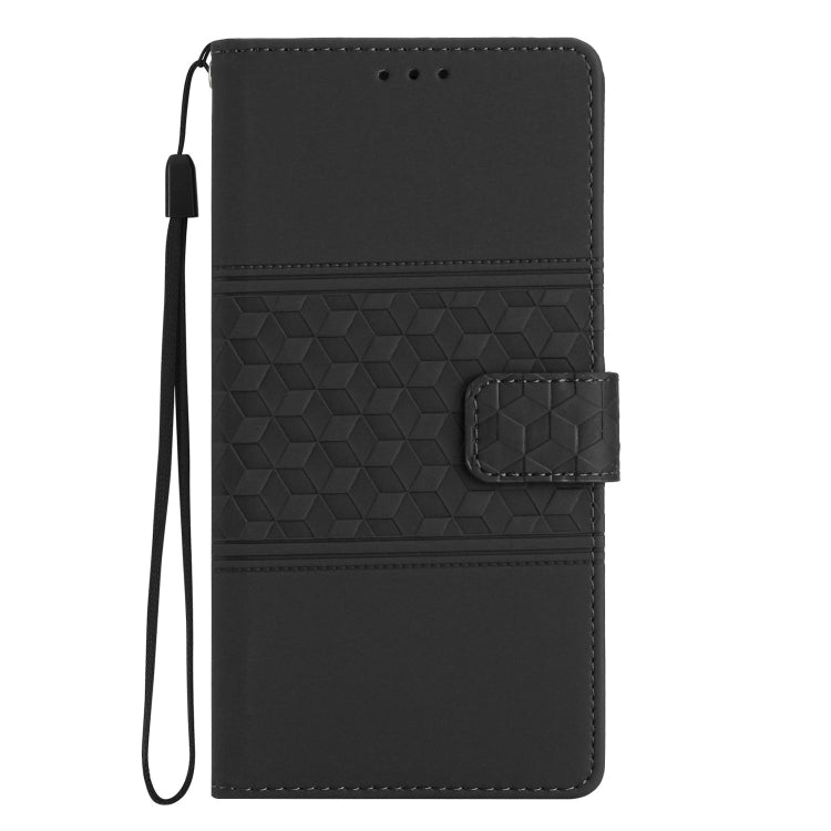 For Samsung Galaxy S25 5G Diamond Embossed Skin Feel Leather Phone Case(Black) - Galaxy S25 5G Cases by buy2fix | Online Shopping UK | buy2fix