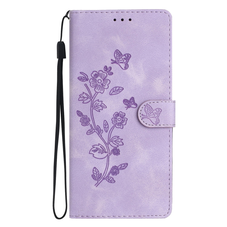 For Samsung Galaxy S25 Ultra 5G Flower Butterfly Embossing Pattern Leather Phone Case(Purple) - Galaxy S25 Ultra 5G Cases by buy2fix | Online Shopping UK | buy2fix