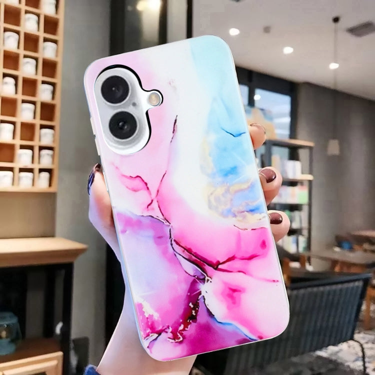 For iPhone 16 Plus IMD Marble TPU Phone Case(Pink Blue) - iPhone 16 Plus Cases by buy2fix | Online Shopping UK | buy2fix