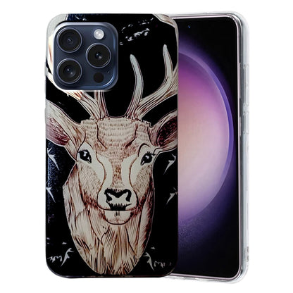 For iPhone 16 Pro Max Colored Drawing Pattern TPU Phone Case(Deer) - iPhone 16 Pro Max Cases by buy2fix | Online Shopping UK | buy2fix