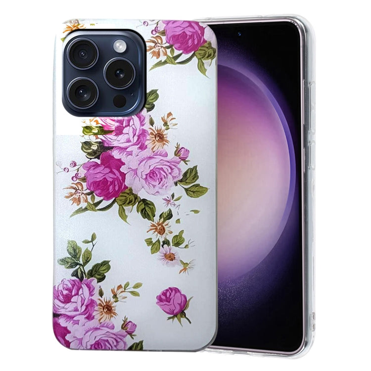 For iPhone 16 Pro Colored Drawing Pattern TPU Phone Case(Rose Flower) - iPhone 16 Pro Cases by buy2fix | Online Shopping UK | buy2fix