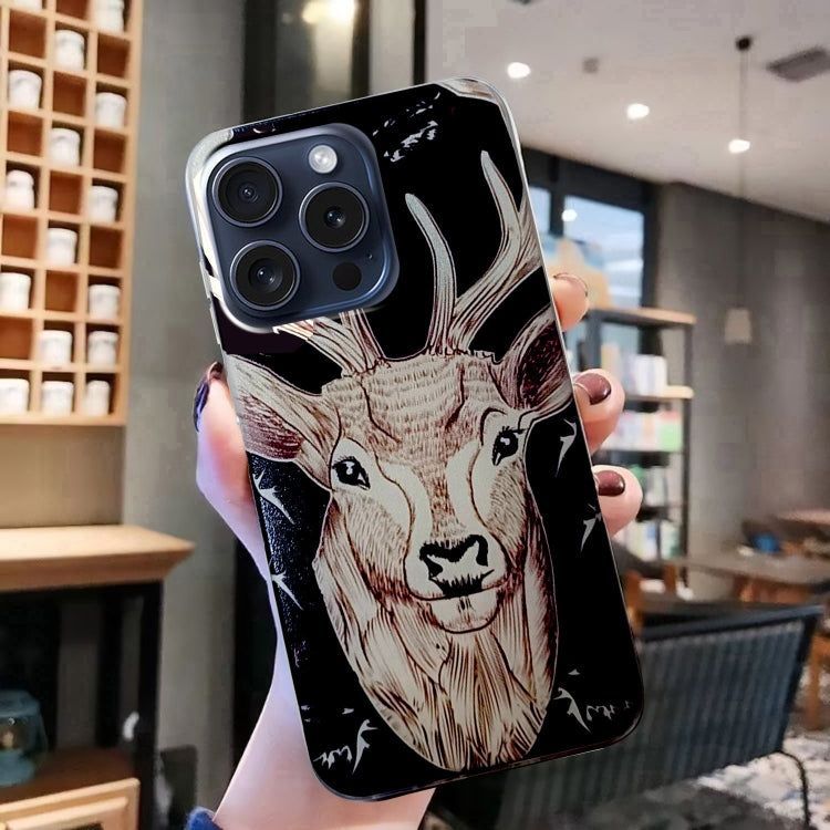 For iPhone 16 Pro Colored Drawing Pattern TPU Phone Case(Deer) - iPhone 16 Pro Cases by buy2fix | Online Shopping UK | buy2fix